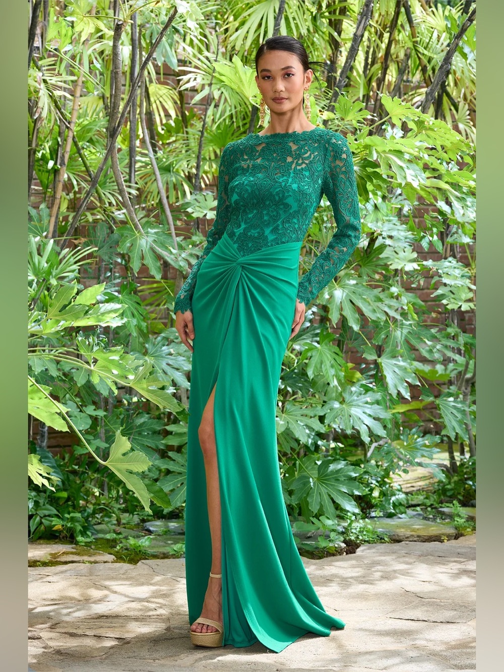 TADASHI SHOJI - LYSANDRA EMBROIDERED CREPE GOWN - Picture 6 of 8
